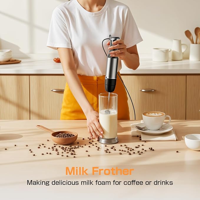 Turelar Immersion Blender Handheld 3-in-1 Hand Blender Set 1100W Heavy Duty | Trigger Speed Control, Emulsion Stick Mixer with Whisk and Milk Frother, Anti-scratch, for Kitchen Soup, Smoothie, Puree