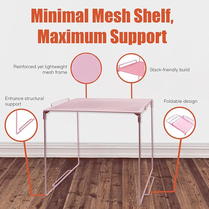 Piffny Versatile Metal Mesh Organizer Shelf, Stackable, for Standard Size School Lockers, Also for Gym and Work Lockers, or Even Kitchen Cabinets & Under Sink Organization