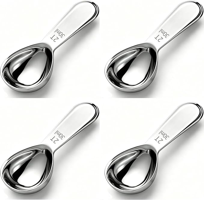 4-Pack Coffee Scoop Spoon – 2 Tablespoon (30ml) Stainless Steel Measuring Spoons with Long Handles for Ground Coffee, Tea, and Powder