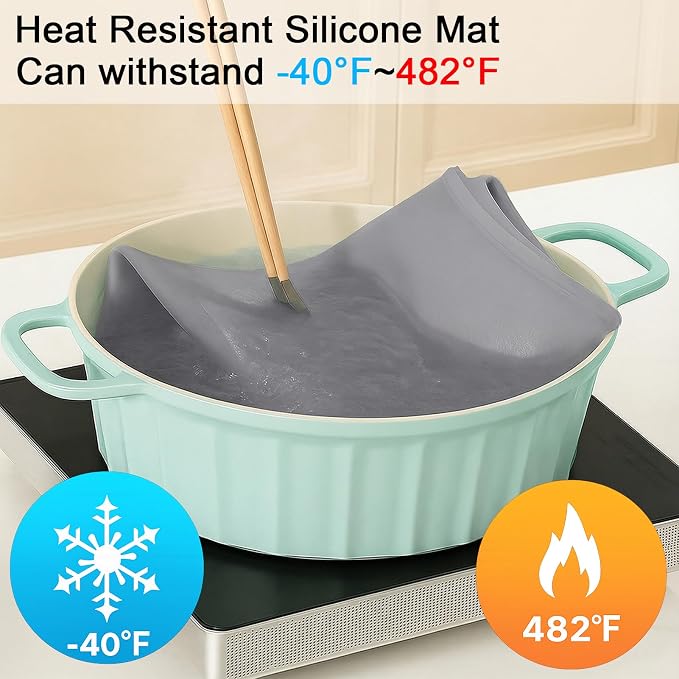 Silicone Mat 35.4"x23.6" Silicone Mats for Kitchen Counter Heat Resistant Mats for Countertop, Countertop Protector Mat, Edge Heightening Nonstick Waterproof Multipurpose Table Mat (Dark Gray)
