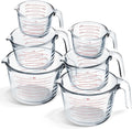 Eatex Glass Measuring Cups Set of 6 - Liquid Measuring Cups, Glass Measuring Cup Set - 1,2,4 Cup Measuring Cup - Dishwasher Oven, Microwave Safe Measure Cups