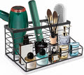 Hair Tool Organizer, Movable Hair Dryer Holder, Hair Styling Tools Storage for Vanity, Bath Counter Organizer, Bathroom Trays for Hair Toiletry, Makeup (12" x 7.7" x 5.8", Marble-Black)