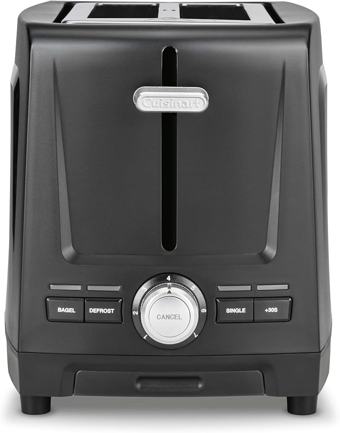 Cuisinart Core Collection 2-Slice Toaster | Extra-Long Slots for Artisan Bread, Bagel | High-Lift Quickview™ | Single Slice & Defrost Function | +30sec Toast Boost | Removable Crumb Tray, Black