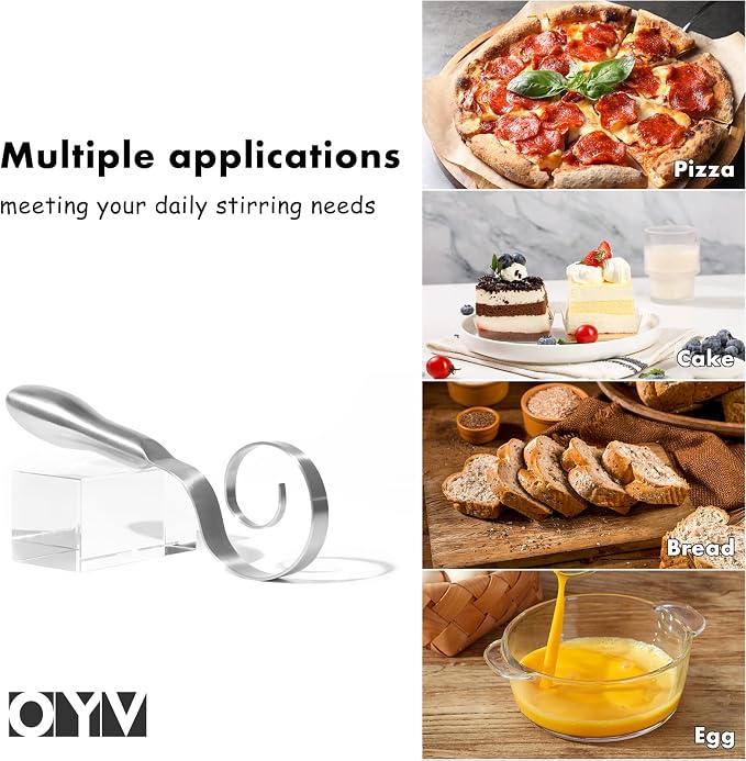 OYV Seamless Dough Whisk, 18/10 Stainless Steel, 9-Inch Danish Dough Whisk | Bread Whisk For Sourdough, Cookies, Pizza and Pastry, Ergonomic Grip, Dishwasher Safe, Easy To Clean