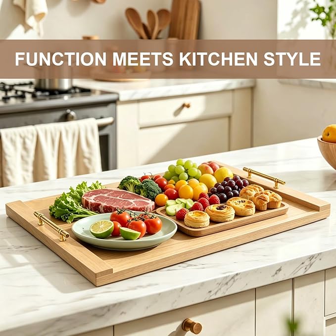 Noodle Board Stove Cover w/Handles, for Gas & Electric Stoves | Expands counter space, multi-use sink cover & tray, farmhouse decor, anti-crack build, for home kitchens & RVs