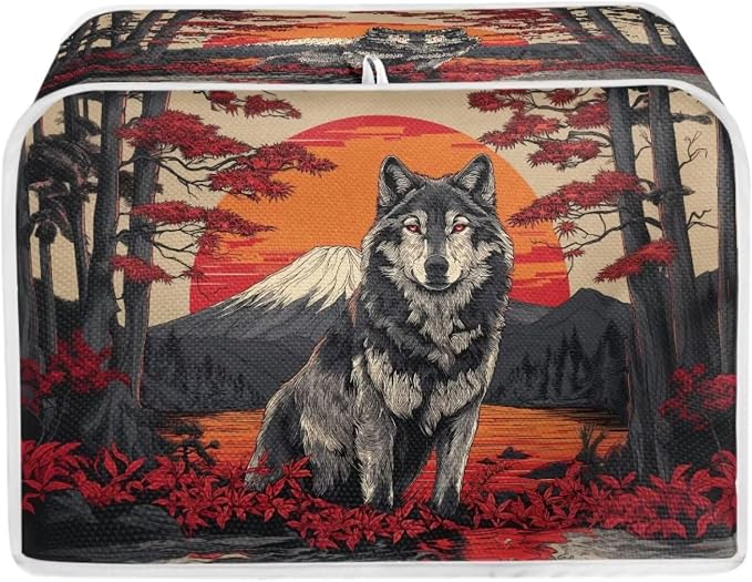 Wolf Print 4 Slice Toaster Cover Anti Fingerprint Toaster Oven Dust Cover Washable Small Kitchen Appliance Dust Covers, Kitchen Decorations