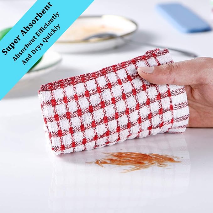Kitchen Towels and Dishcloths Set, 16 x 25 12 12, Set of Bulk Cotton Dish for Washing Dishes Rags Everyday Cooking Baking