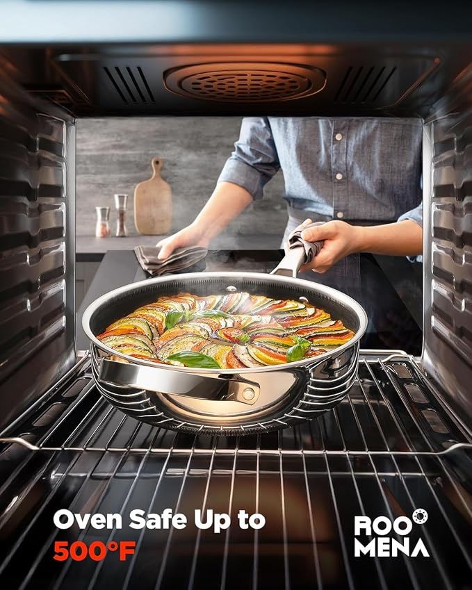 Nonstick Sauce Pan with Lid, Non-Toxic Tri-Ply Hybrid Ceramic Saucepan, 1.5 Quart Stainless Steel Pans, PFAS/PFOA/PTFE Free, Dishwasher & Oven Safe, Induction Compatible