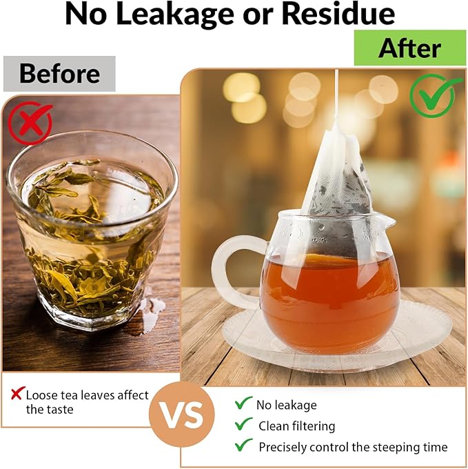 300 Pcs Disposable Empty Tea Bags for Loose Leaf Tea | 3.54" x 2.75", Food-grade, with Drawstring, Safe for Hot Water Brewing, for Coffee, Herbs, Spices, Tea Filter Sachets Infuser