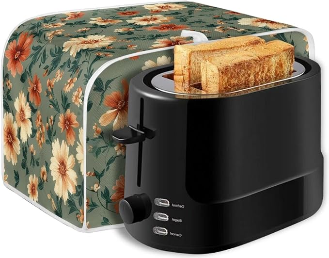 Hippie Flower Print Toaster 2 Slice Cover Dust-proof & Anti Fingerprint Bread Maker Machine Covers Lightweight Small Kitchen Appliance Covers