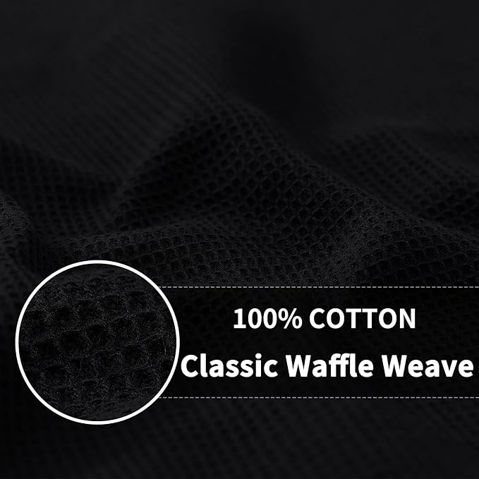 Homaxy 100% Cotton Waffle Weave Dish Cloths, 8 Pack, Black | Soft and Absorbent Dish Towels, 12 x 12 Inches Quick Dry Dish Rags