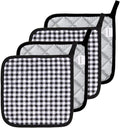 Joyhalo 4 Pack Pot Holders for Kitchen Clearance | Cotton Oven Holder with Great Heat Resistance, Potholders Sets for Kitchen, Countertops and Hot Pots, Black Buffalo Plaid