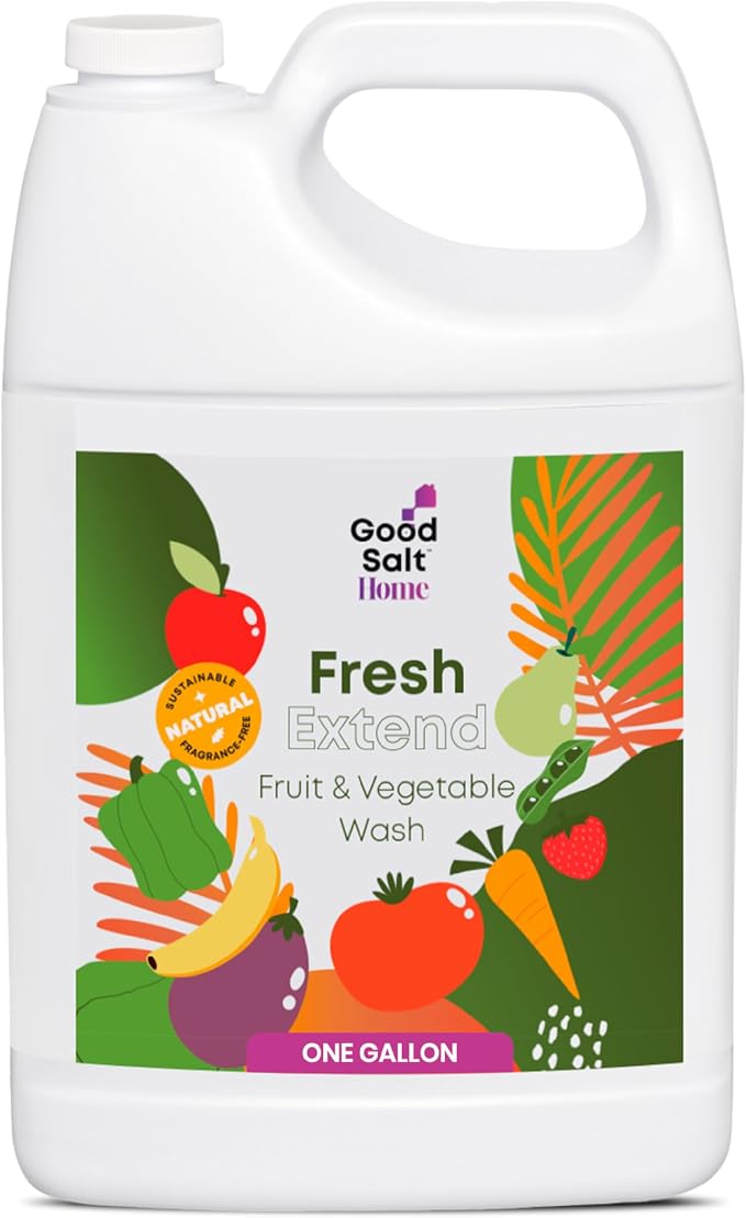 Fruit & Vegetable Wash, Natural Produce Cleaner, 1 Gallon | Fresh Extend, Hypochlorous Acid Spray, Clean Produce, Remove Wax and Dirt, Food Safe, Fragrance-Free, No Chemical Residue
