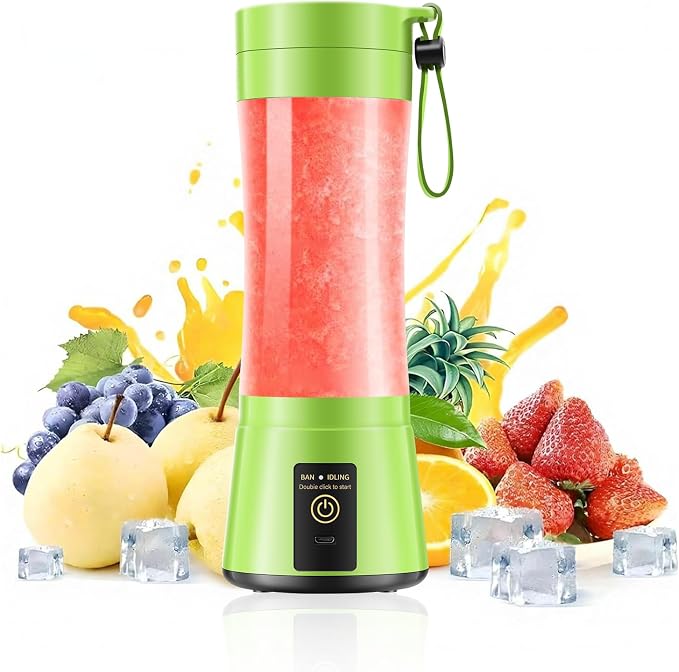 Mini Portable Smoothies Travel Blender - Personal Size Blender | 380Ml Juice Cup BPA Free, 6 Stainless Steel Blades, Powerful Blending Easily Squeezed Fresh Juice in Sports/Gym/Picnic