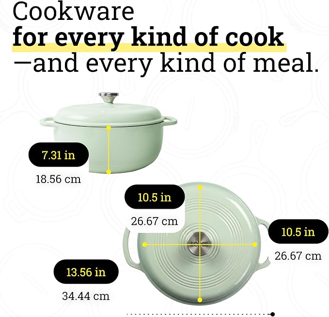 Lodge Essential Enamel Cast Iron Dutch Oven 6 Quarts - Perfect for Bread Baking, Braising, Marinating & Slow Cooking, Features Moisture-Sealing Lid & Dual Handles, Kitchen Essentials, Desert Sage
