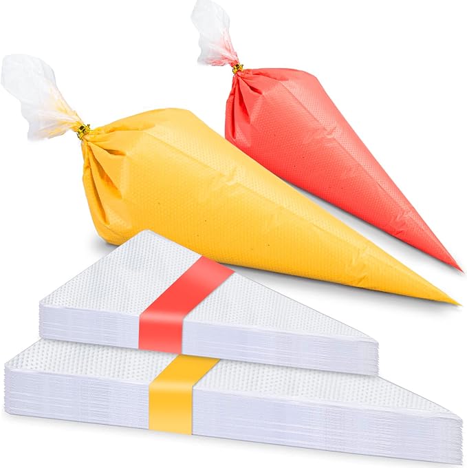 Labeol 200Pcs Disposable Piping Bags 16 Inch 12 Inch Pastry Bags Royal Icing Bags Tipless Frosting Bags Cookie Cake Decorating Bakery Bags Party Favor Bags Baking Supplies Christmas | Thick textured non-slip plastic,2 assorted sizes,compatible with sta...