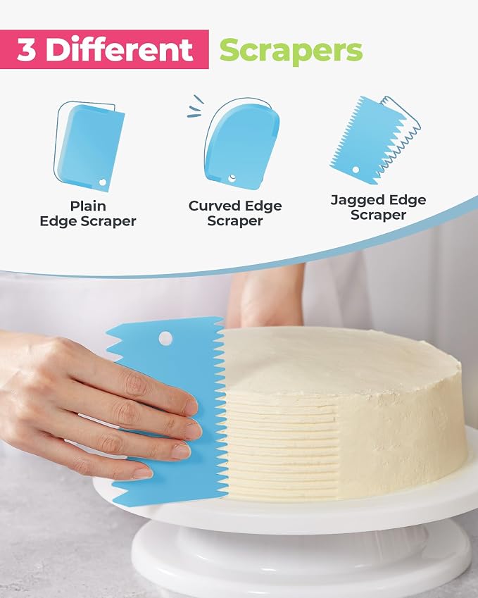 Kootek 124 Icing Piping Bags and Tips Set Frosting Cake Decorating Kit Blue | Baking Supplies Tools, 100 +1 Piping Bags 12", 16 Icing Piping Tips, Reusable Pastry Bag, 3 Scrapers, for Beginners & Pros