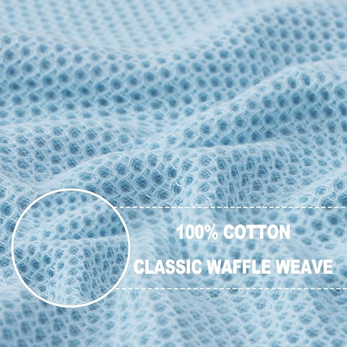 Homaxy 100% Cotton Waffle Weave Kitchen Dish Cloths 12-Pack, Sky Blue | 12 x 12 Inches, Ultra Soft Absorbent Dish Towels, Quick Drying Dish Rags with Hanging Loop