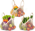 Ahyuan Reusable Cotton Mesh Grocery Bags Cotton String Bag Net Shopping Mesh Bags Pack of 3 (Beige)