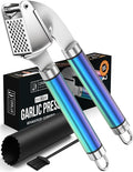 ORBLUE Garlic Press and Peeler Set, Stainless Steel - Professional Grade Mincer, Crusher - Dishwasher Safe & Rust-proof, Multi-colored