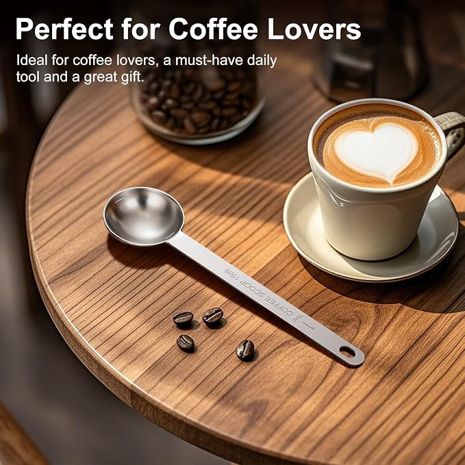 2PCS Coffee Scoop Spoons, 15ML (1 Tablespoon) Stainless Steel Measuring Spoons with Long Handle, Durable Coffee Scoopers for Ground Coffee, Tea and Baking Powder