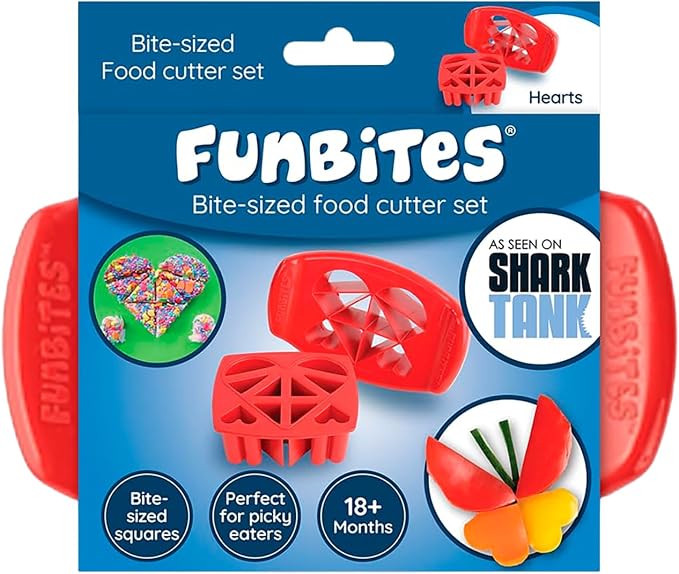 Sandwich Cutter for Kids Lunch, Crustless Bento 2-Pc Set, 1 Pack | Red Hearts food cutter for toddlers, bite-size uncrustable shapes, bento lunch accessory, BPA-free, dishwasher safe