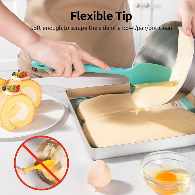 U-Taste Silicone Spatula Set 600°F High Heat Resistant, 4-Pcs, Multicolor | Food Grade Hot-Proof Seamless Rubber Scraper, Kitchen Flexible Silicon Cooking Utensil Set, Diswasher Safe Baking Supplies