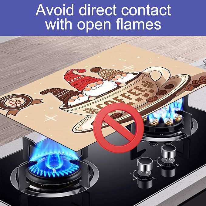 HOMETITUTE Coffee Cup Gnome Stove Cover 28x20 Diatomite Mat