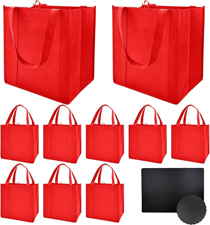 10 pack Reusable Grocery Bags,Thick Bottom-Shopping Bag for Groceries | Heavy Duty Large Shopping Totes,Reusable Bags With Handles ,Foldable,Washable ,Load Capacity Over 45 Pounds