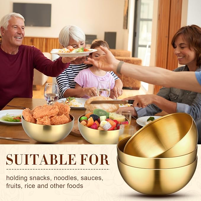 Nuogo 10 Pcs Gold Bowls 9.8 Inch Stainless Steel Mixing Bowls Decorative Esthetician Bowl for Facial Metal Serving Bowl for Holiday Birthday Party Wedding Baking Prepping Salad Fruit Soup
