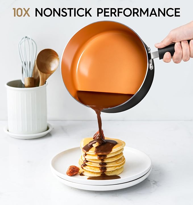 MICHELANGELO 3 Quart Nonstick Sauce Pan with Lid, 3 QT Copper Ceramic Saucepan, PFAS-FREE & Stay-Cool Handle, Multipurpose Cooking Pot for Home Kitchen, Induction Compatible