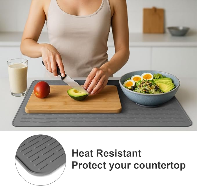 Stove Top Cover for Electric Stove- Range Covers for Electric Stove,Silicone XXL Dish Drying Mat, Glass Cooktop Covers, Flat RV Range top Mats (Gray, 30"x21")