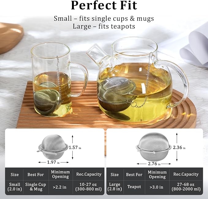 304 Stainless Steel Tea Ball Tea Holder Tea Infuser (Small x 2) | Tea Strainers For Loose Leaf Tea Steeper Extra-Fine Mesh Tea Leaf Holder Metal Tea Bag Rooibos Black Tea Herbal Spices