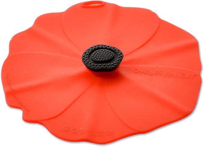 Charles Viancin - Poppy Silicone Lid for Food Storage and Cooking - Airtight Seal on Any Smooth Rim Surface - BPA-Free - Oven, Microwave, Freezer, Stovetop and Dishwasher Safe (Drink Covers)