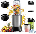 Sangcon 1000W Personal Smoothie Blender, Protein Shakes, Home & Gym, Silver | 37/32/22 oz BPA-Free To-Go Cups with 8-Leaf Blade and Flat 2-Blade Grinder: Ice, Sauces, Coffee, Nuts, Grains, Seeds, Spices