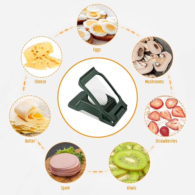 Multipurpose Heavy Duty Aluminium Egg Slicer, Stainless Steel Wire, Green | Dishwasher Safe, Rust Resistant, Egg Cutter for Hard Boiled Eggs, Soft Food and Soft Fruit, Salads, Butter, Cheese, Spam