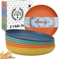 Deep Dinner Plates Set of 8 Alternative for Plastic Plates Microwave and Dishwasher Safe Wheat Straw Plates for Kitchen Unbreakable Salad Plate with 4 Colors (Colorful, 11 inch)
