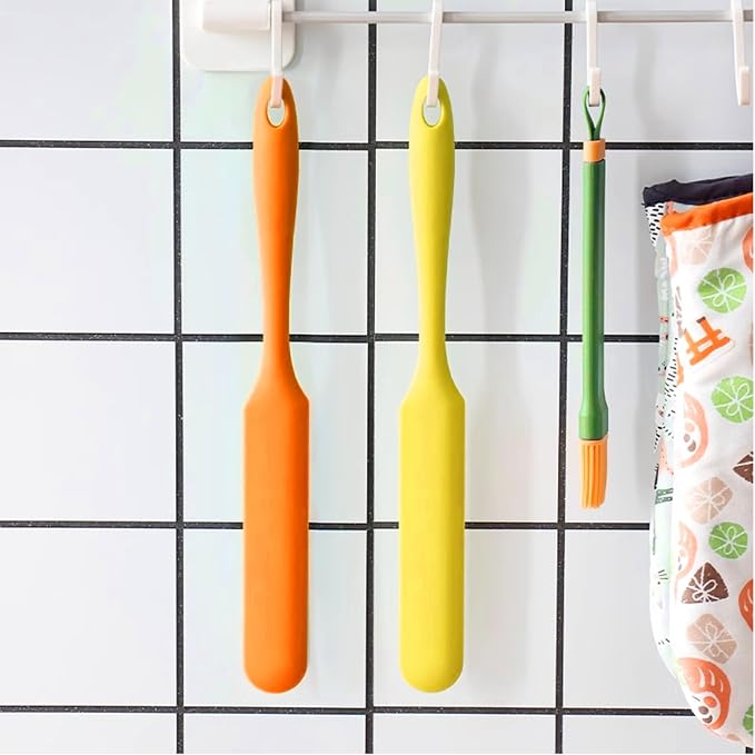 Silicone Jar Spatula Set for Chocolate, Scraping | 4 Pcs silicone jar spatulas Non-Stick Heat Resistant Ideal for cake Cream, butter & baking(4 colors, 9.8 inch)