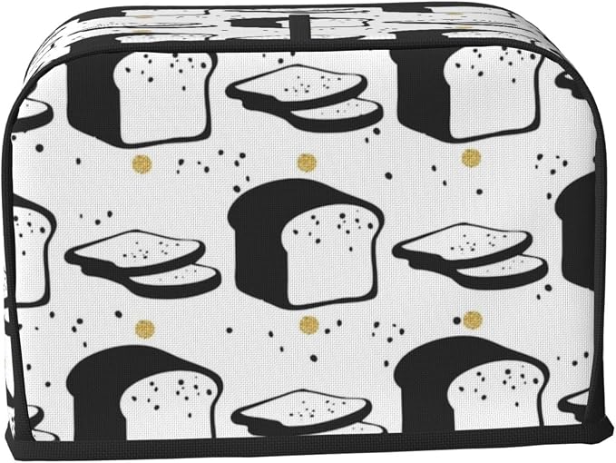 Toaster Cover 2 Slice with Cartoon Toast Pattern Dustproof Bread Maker Cover Fingerprint Bakeware Protection Wide Slot Toaster Bag Reusable Kitchen Small Appliance Cover