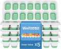 Ice Cube Trays with Lids for Freezer, 5 Pack Silicone Set, 70 Cubes | Easy-release silicone, stackable removable lids, BPA-free & dishwasher safe; for coffee, whiskey,cocktails, juice & baby food