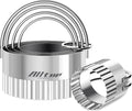ALLTOP 5 Piece Round Biscuit Cutters with Handle, Stainless Steel Circle Cookie Cutter with Fluted Edge, Professional Baking Essential Tool for Pastry,Scone,Donut
