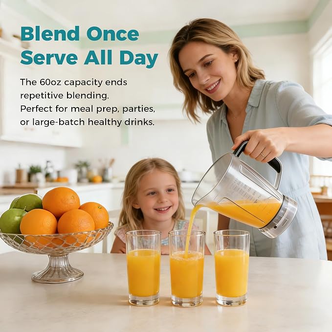 DUMOS Smoothie Blender for Kitchen, Personal Blender for Smoothies | 6 Blades, 24 34 60 oz BPA-Free Cups, Portable Easy Clean, Ice Crush Shakes Sauces, Silver