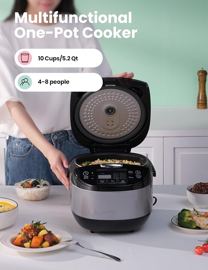 COMFEE' Japanese Style Rice Cooker with Fuzzy Logic, 10-Cups Uncooked Rice