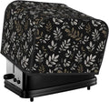 4 Slice Toaster Cover Boho Black Leaf Pattern Dust Proof Washable Kitchen Appliance Cover with Pocket, Oxford Fabric Countertop Toaster Protector for Standard Toasters Small Appliances