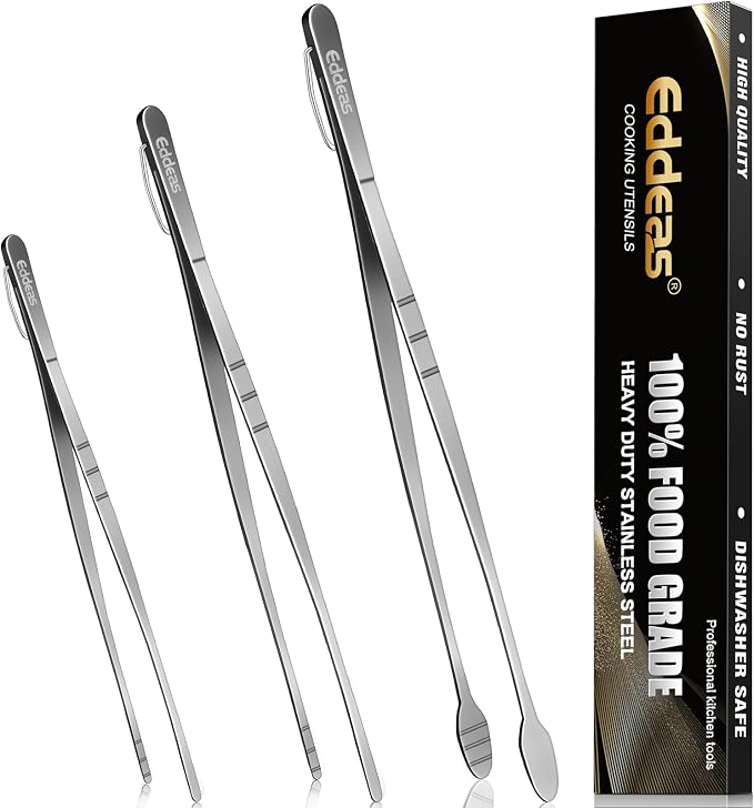 kitchen tweezers for cooking tweezers stainless steel tongs 12"10"8" | Heat Resistant 600 Degrees Heavy Duty Metal Tweezers Tongs Ideal for Meat, pasta, plating Dishwasher Safe