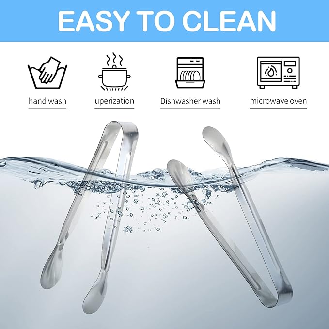 18PCS Mini Tongs for Appetizers, 5Inch Serving Tongs, Ice Tong Appetizer Tong, Small Tongs for Serving Food, Kitchen Utensils for Sugar Cubes, Coffee, Charcuterie Board (Silver-18pcs)