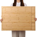 BAMOTTO CRAFTBAMBOO 30"x21" Extra Large Bamboo Cutting Board Stovetop Cover | Detachable Legs | Detachable Non-Slip Front Lip | Over Sink | Noodle Board | Kitchen Countertop Prep Station | Juice Groove