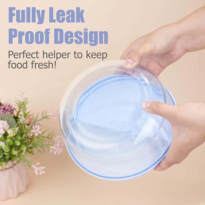 LUVCOSY 1 Cup 2 Cup 4 Cup 7 Cup Round Silicone Replacement Lids for Pyrex 7202-PC, 7200-PC, 7201-PC, 7402-PC Glass Bowls, 8 Pack Storage Cover, Microwave & Dishwasher & Freezer Safe
