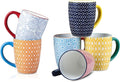 Selamica 16 oz Porcelain Coffee Mugs Set of 6, Coffee Cups Ceramic With Handle, Dishwasher, Oven, Microwave Safe, Assorted Colors