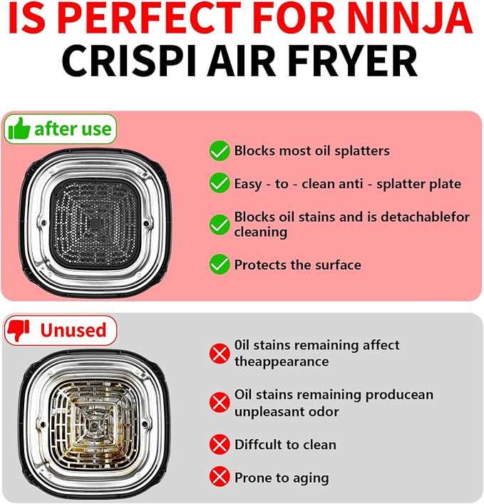 Silicone Mat for Ninja Crispi Air Fryer, Heat-Insulating Trivet for FN101 Containers – Kitchen Splatter Guard, Ninja crispi Accessories Oil Blocker, Keeps Countertop Clean (Dark Blue & Black)